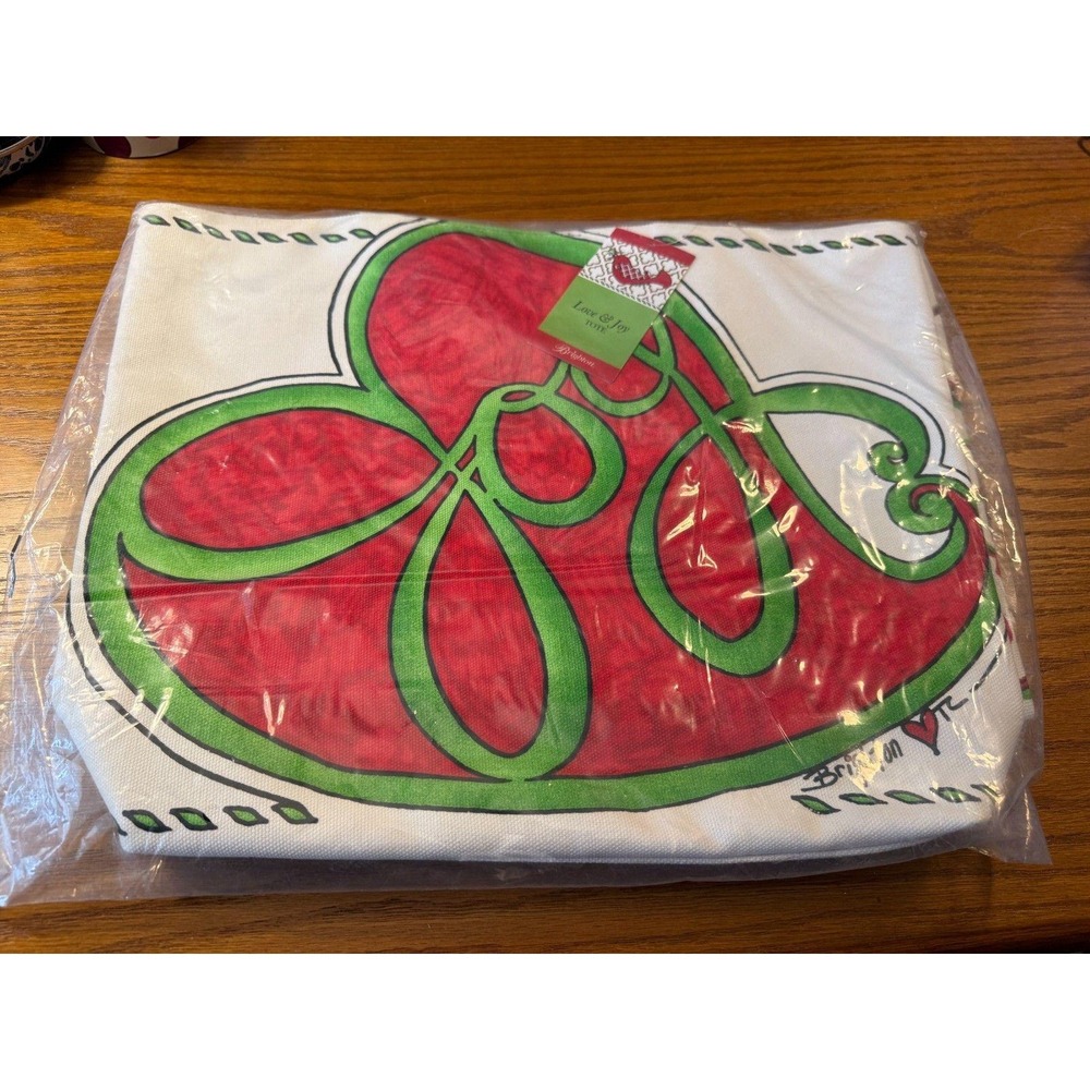 NWT Brighton Love & Joy Tote Christmas Canvas Shopper Bag Sealed
